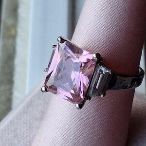 silver & pink tourmaline ring size large